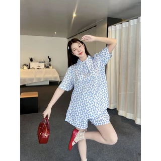 Longdopaws : Lady set ชุดเซ็ท2ชิ้นผู้หญิง เสื้อ+กางเกงขาสั้น มีซับใน