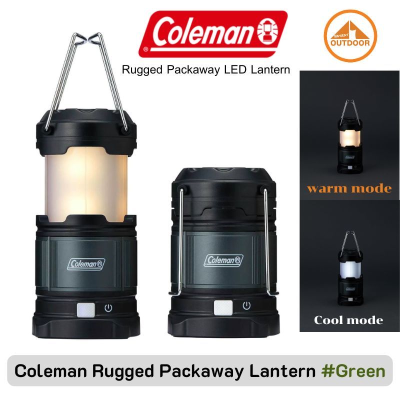 Coleman Rugged Packaway LED Lantern #Green ตะเกียง LED แคมป์ปิ้งพกพาชาร์จไฟมีแสงไฟ warm & cool light
