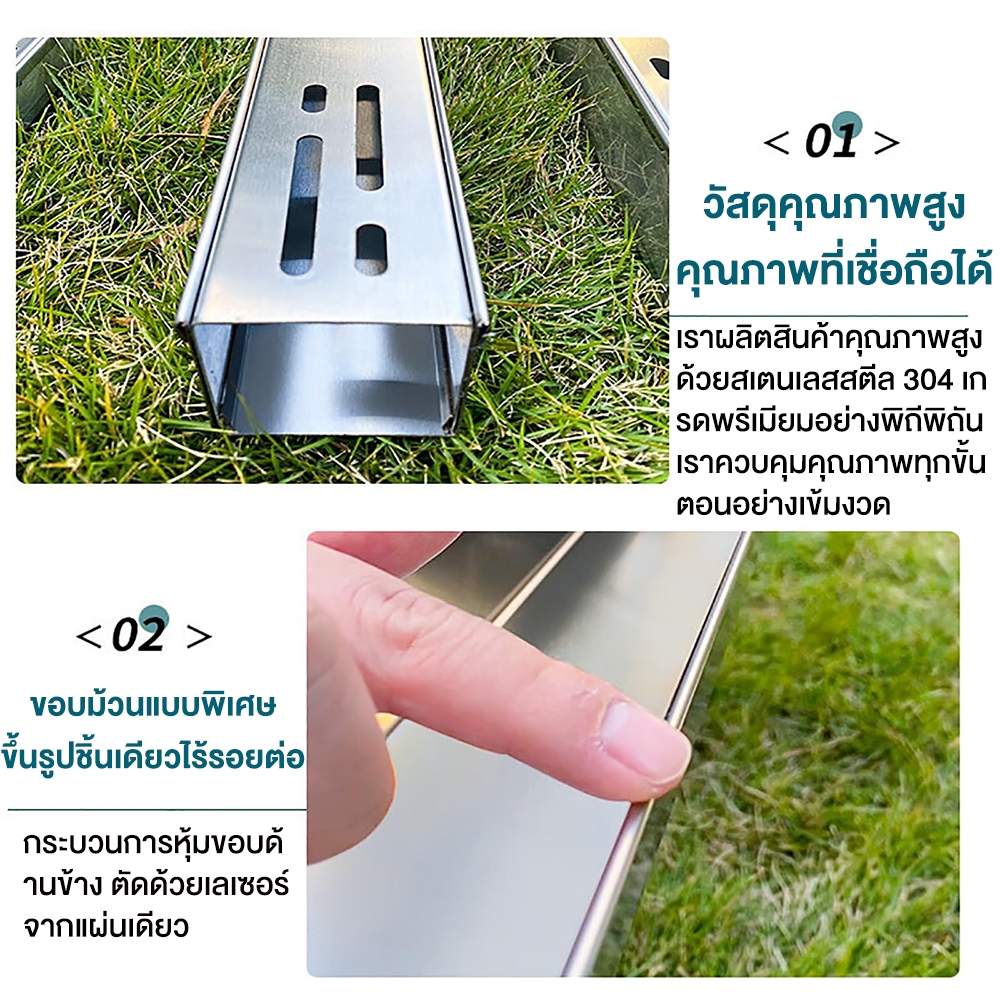 304รางน้ําสแตนเลส รางน้ําฝน การระบายน้ำอย่างรวดเร็ว ป้องกันแมลงและกลิ่น ป้องกันมือบาด ฝาสไลด์ อ่างล้างจาน - รูปที่ 3