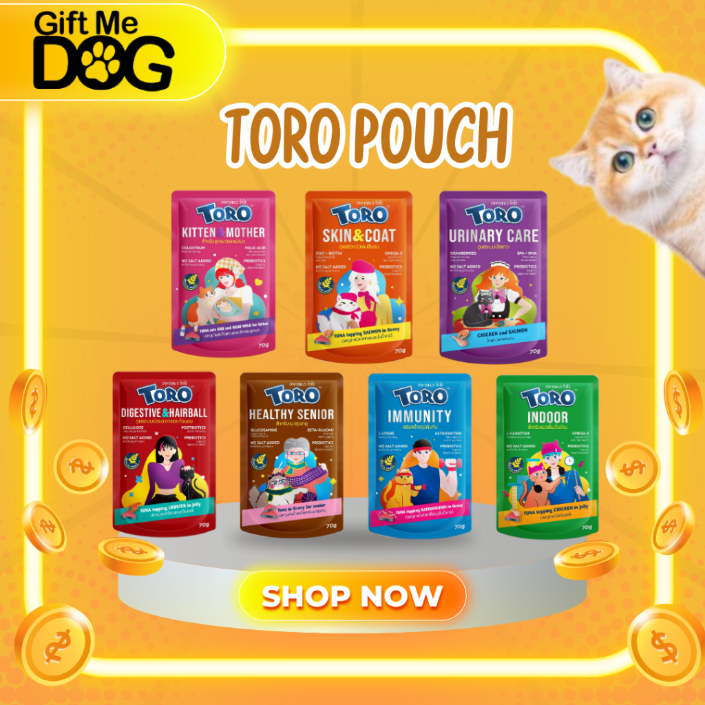 Toroโทโร่ อาหารเปียก ขนาด70g โหล สำหรับแมว ไม่มีธัญพืช ไม่เติมเกลือ