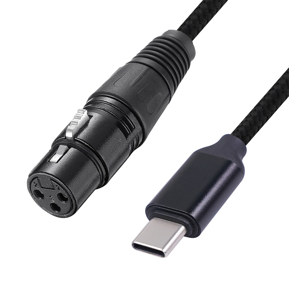 USB Type C To XLR Adapter Type C Male to 3 Pin XLR Female Microphone Cable 1M (สายยาง)