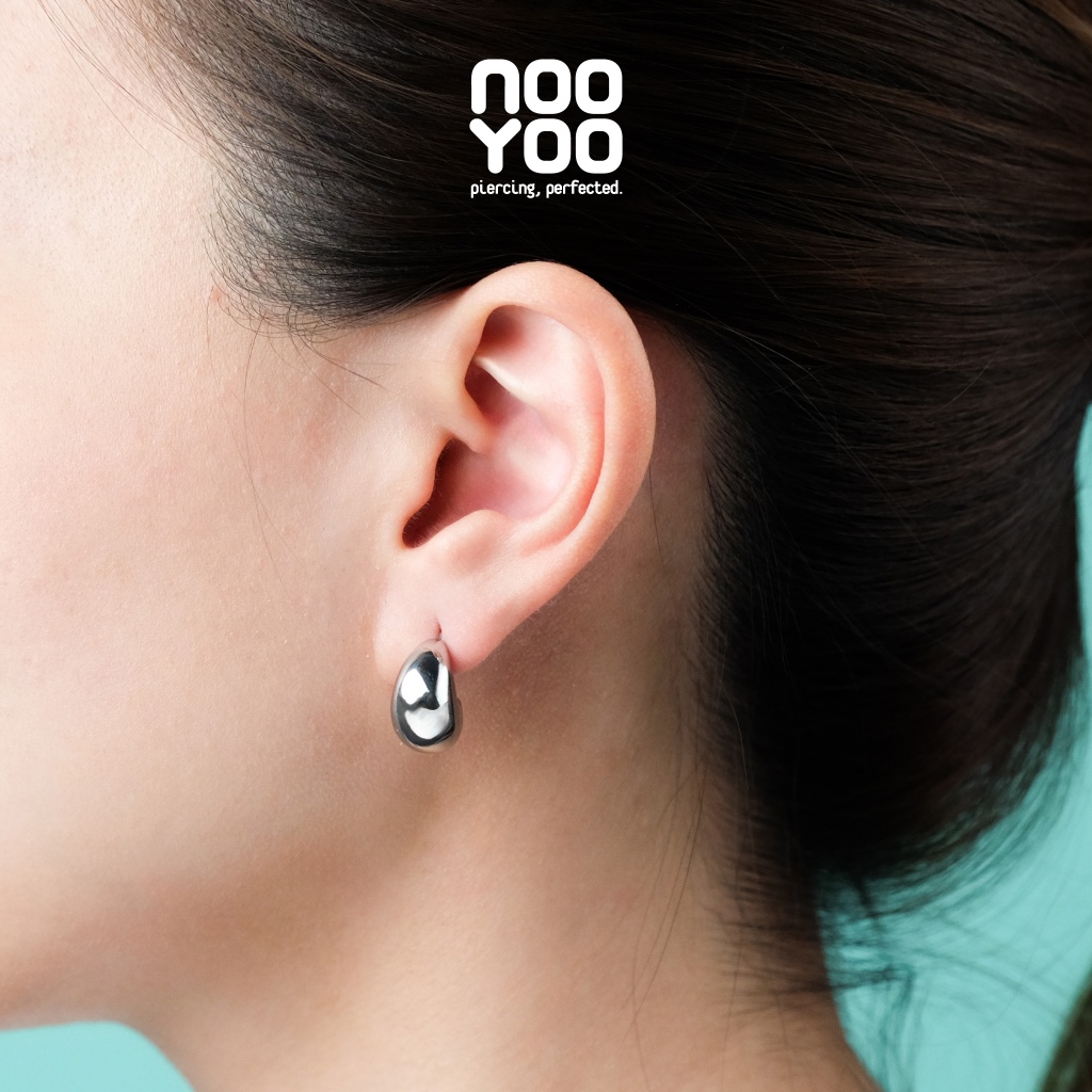 NooYoo ต่างหูสำหรับผิวแพ้ง่าย The Puffy Moon Surgical Steel (สีเงิน/สีทอง) - รูปที่ 6