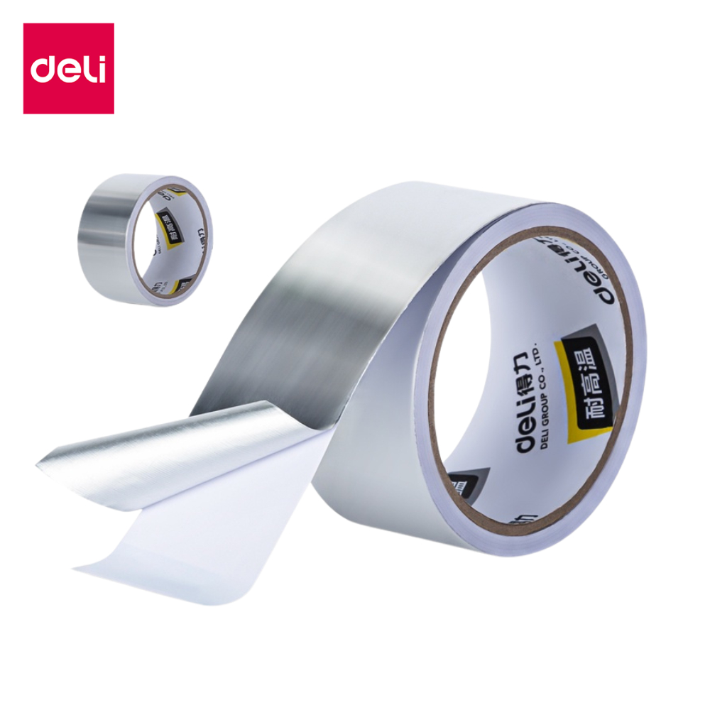 Deli เทปอลูมิเนียม เทปฟอยล์ เทปอุดรอยรั่ว ติดหม้อรั่ว 48mm เทปตะกั่ว ปิดรอยรั่ว เทปกาว เทปกาวกันน้ำ  foil tape