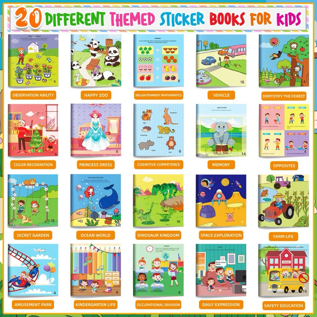หนังสืออ่านภาษาอังกฤษเสริมความรู้ หนังสือสติ๊กเกอร์ติดสนุก full brain development sticker concentration training sticker ราคา ถูกที่สุด ดีลบีเคเค แกลเลอรีภาพที่ 3