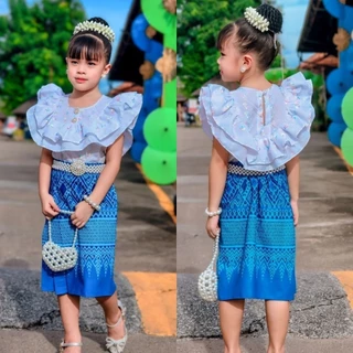 ชุดไทยประยุกต์ ชุดไทยเด็ก ชุดไทยเสื้อปีกหงษ์💚พร้อมส่ง(KH)