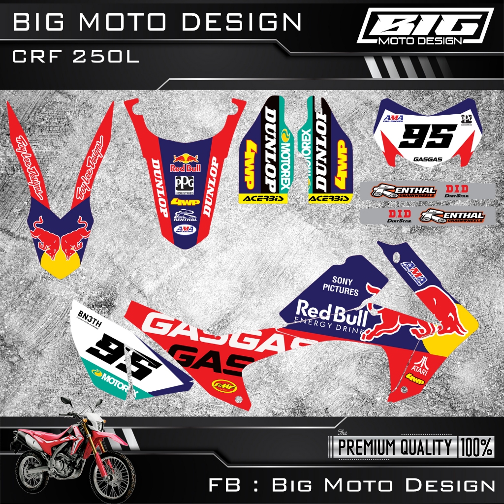 สติ๊กเกอร์ รถวิบาก CRF250l ลาย GASGAS เคลือบเงาอย่างดี เต็มคัน