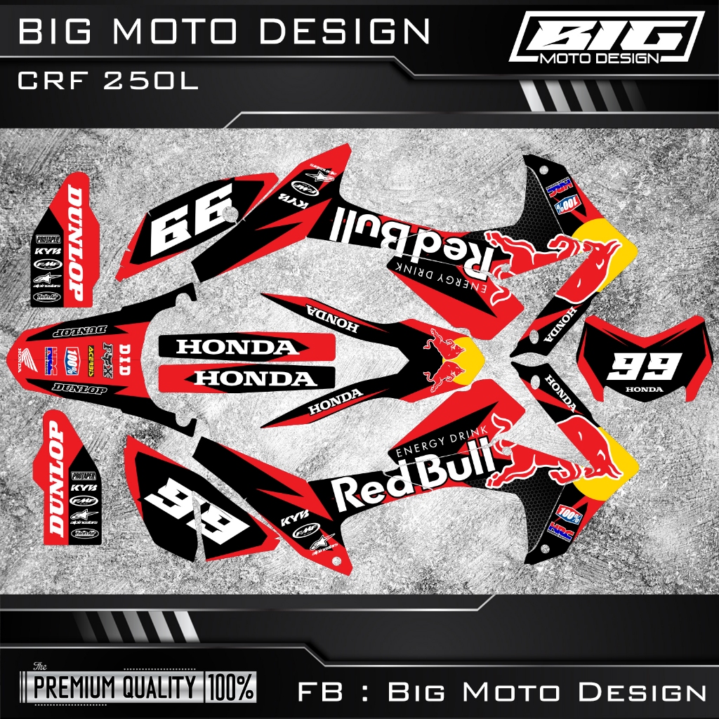 สติ๊กเกอร์ รถวิบาก CRF250l ลายกระทิงดุ เคลือบเงากันรอยอย่างดี ปะได้ทั้งคัน เต็มคัน