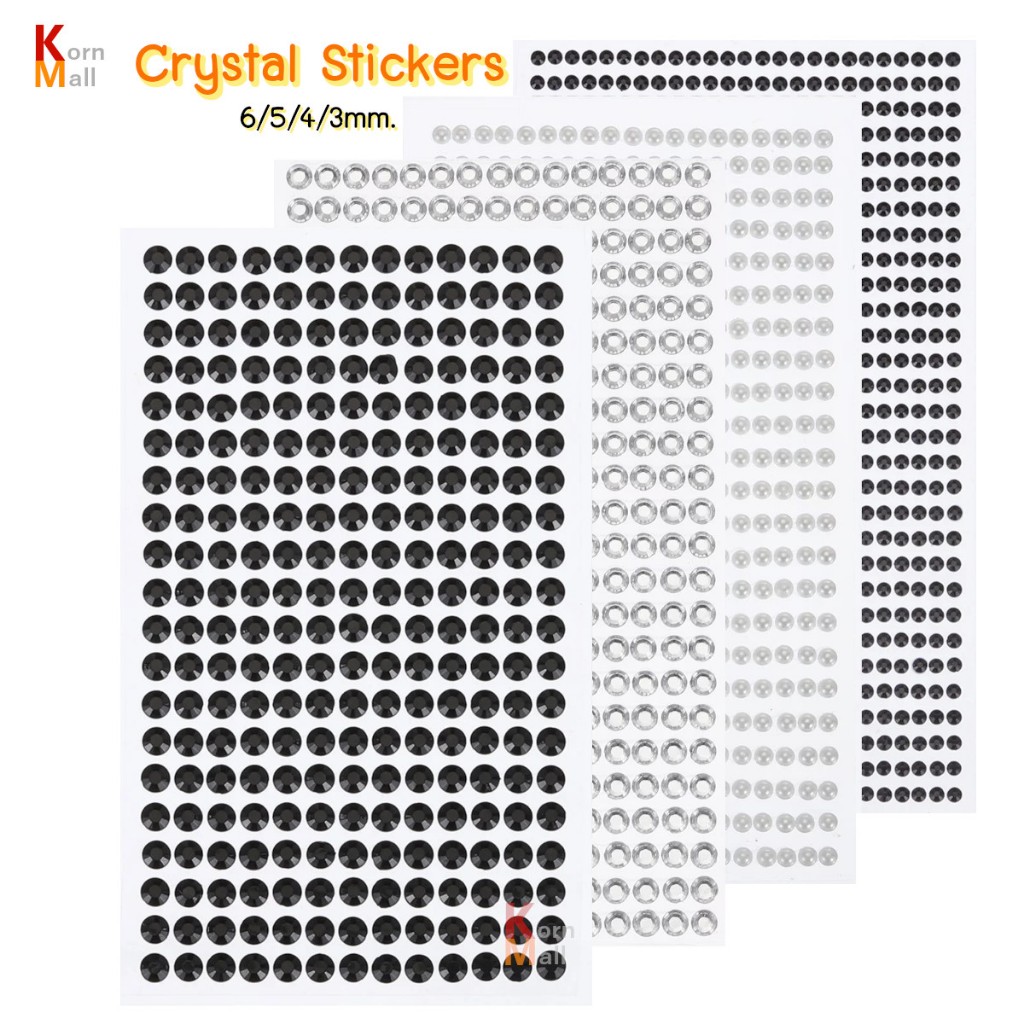 [พร้อมส่ง] 6/5/4/3 mm. สติ๊กเกอร์ คริสตัล เพชร ไข่มุก DIY Black Crystal Diamond Pearl Handmade Sticker ตกแต่ง งานฝีมือ