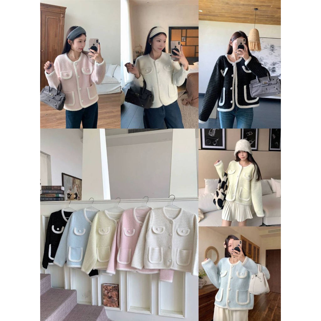 LILY งานนำเข้า เสื้อไหมพรม เสื้อแขนยาว เสื้อกันหนาว ผ้าไหมพรมหนานุ่มทอลายน่ารักๆ ดูไฮโซต้องตัวนี้เลยค่ะ