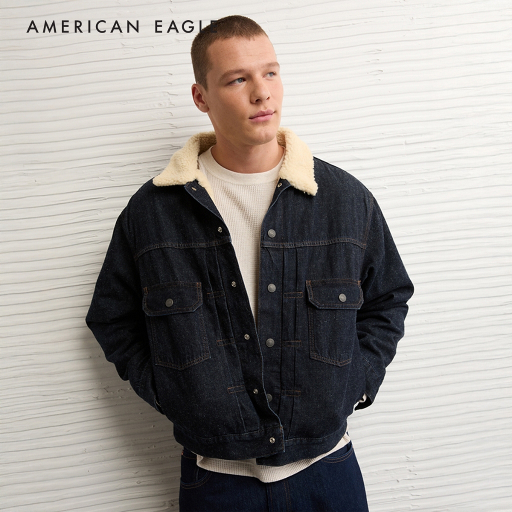 American Eagle Sherpa Denim Jacket เสื้อแจ็คเก็ต ผู้ชาย เดนิม (NMJK 010-1812-896)