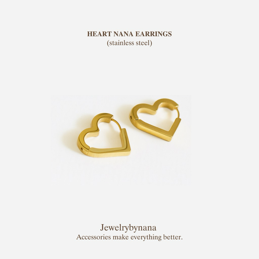 𝐇𝐄𝐀𝐑𝐓 𝐍𝐀𝐍𝐀 𝐄𝐀𝐑𝐑𝐈𝐍𝐆𝐒  stainless steel earrings ต่างหูหัวใจ งานนำเข้า ดีไซน์สวยมากกก