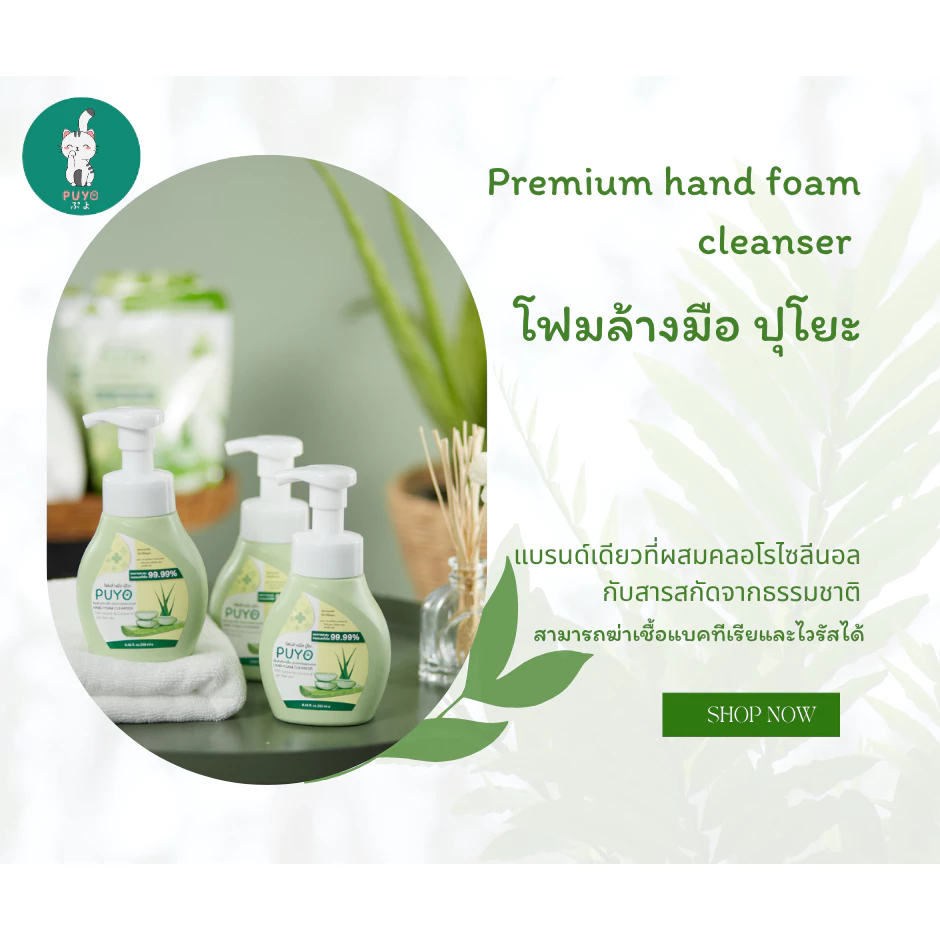 โฟมล้างมือ ปุโยะ PUYO HAND FOAM CLEANSER แบบขวดปั๊ม 1 ขวด โฟมล้างมือ อนามัย โฟมล้างมือพรีเมี่ยม