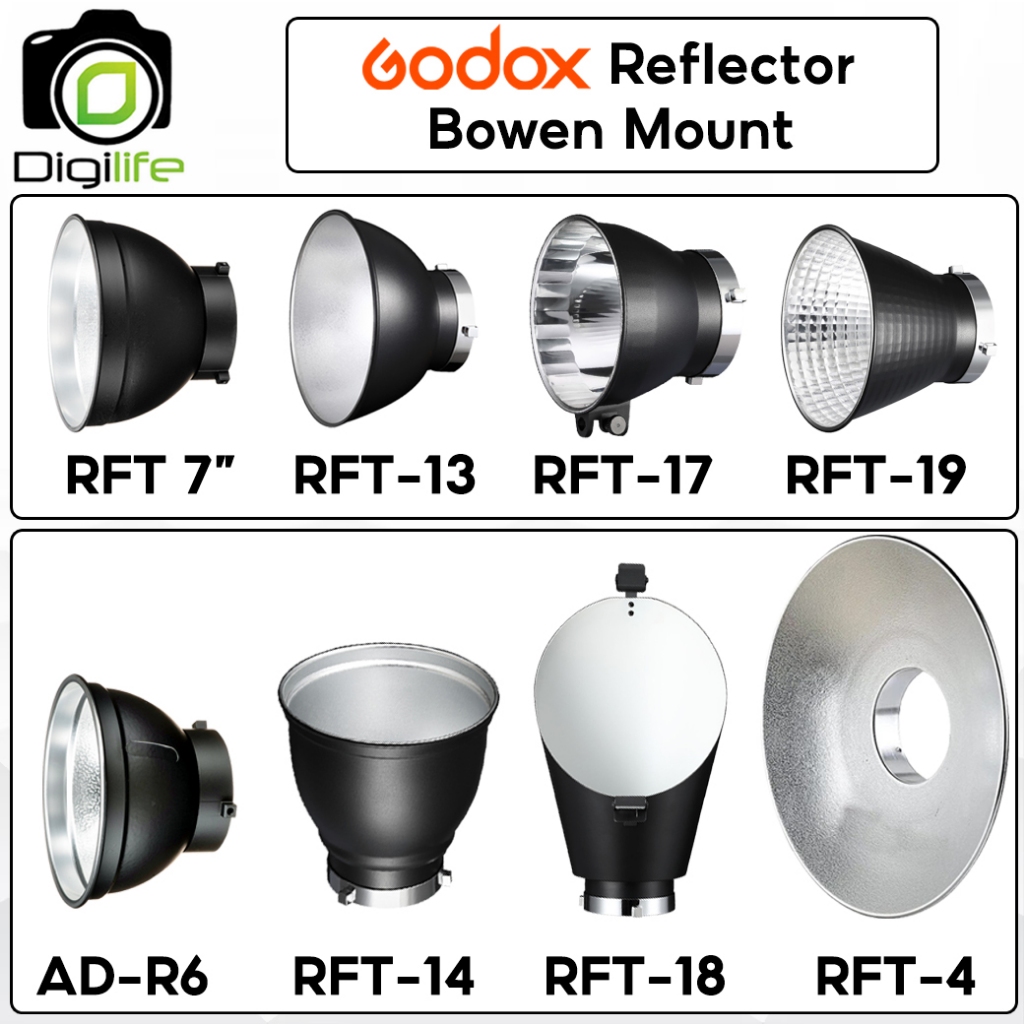 Godox Reflector RFT 7inch, RFT-4, RFT-13, RFT-14, RFT-17, RFT-19, AD-R6 - Bowen Mount / Digilife Tha