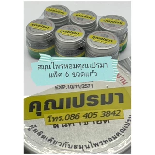 ยาดมสมุนไพรคุณเปรมาใช้สูดดมบรรจุขวดแก้วรักษาคุณภาพตัวยาสมุนไพร#6ขวด