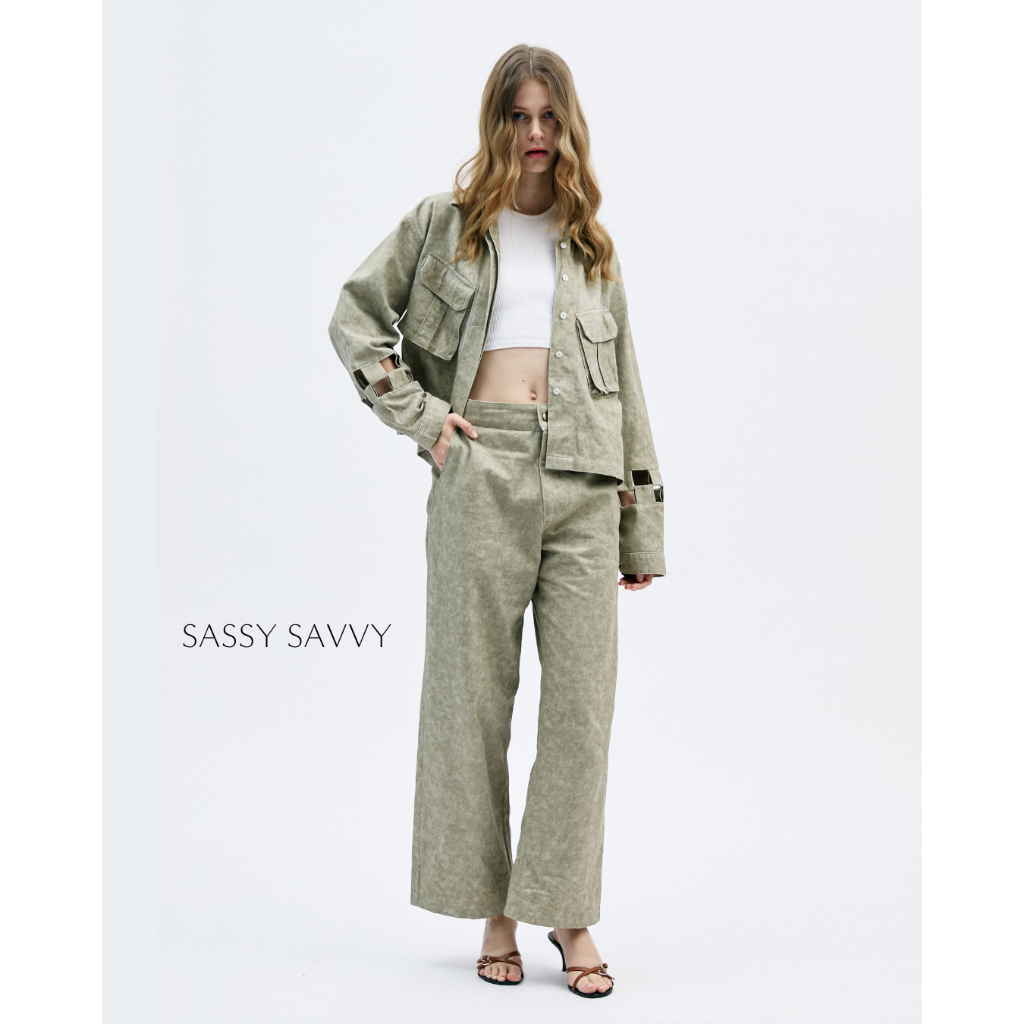 SASSYSAVVY TETRIS GREENGREY DENIM