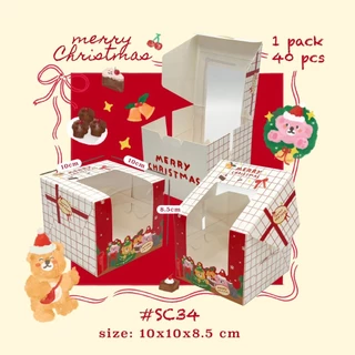 กล่องใส่เค้กชิ้นเดี่ยว 8.5 ซม. ทรงจตุรัส หน้าต่างวี ขนาด 10x10x8.5 cm (40ใบ/แพ็ค) กล่องเค้ก ทรงสูง