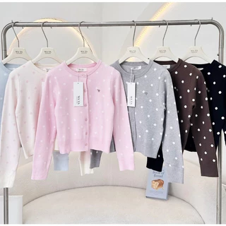 Polkadot cardigan เสื้อคาร์ดิแกนไหมพรม แขนยาว ลายจุด แต่งอะไหล่เงิน เนื้อผ้าถัก KN.Clothes