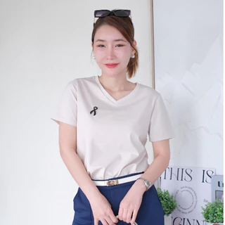 Lawyer Store | [5201041] เสื้อยืดแขนสั้นคอวี กันเลอะ Cool protect นวัตกรรม กัดแดด กันเลอะ ลดอุณหภูมิผิวลงได้