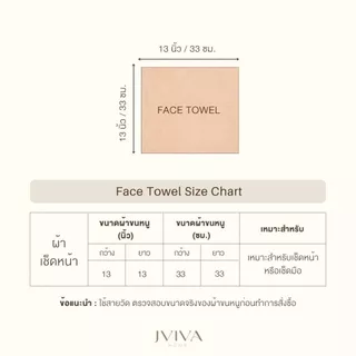 Jviva ผ้าขนหนูใยไผ่ 100% เช็ดหน้า 13x13 นิ้ว - BambooPure Collection