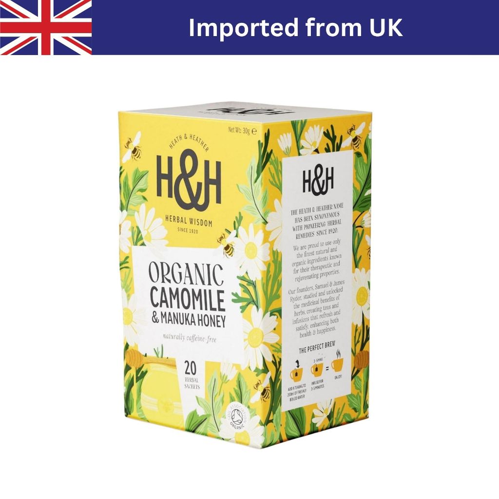 Heath & Heather Organic Camomile with Manuka Honey Tea (20 Bags / 30 g)  ชาอังกฤษ ชาซอง ชาออร์แกนิก