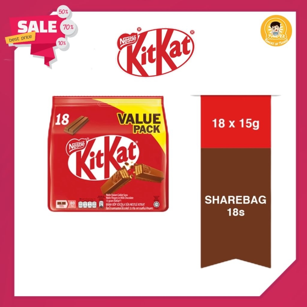 🔥HOT🔥 Kitkat คิทแคท 🍫 เวเฟอร์เคลือบช๊อคโกแลต 😅ตำนานสุดฮิตตลอดกาล👌 1ถุง/18ชิ้น (ขนาด 2 แท่ง) *การันตีความอร่อย*