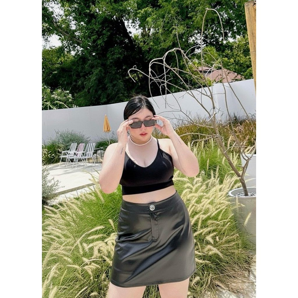 Leather Skirt กระโปรงหนังทรงเอเอาใจสายฝอใส่ซิป กระดุมหน้า รูปที่ 2