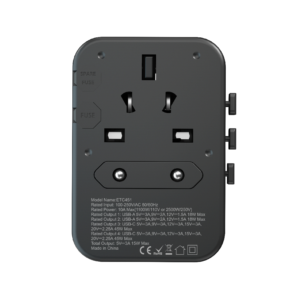 หัวแปลงปลั๊กไฟ Energizer Universal Travel USB Ports 45W (ETC451) Black by Banana IT ราคา ถูกที่สุด ดีลบีเคเค แกลเลอรีภาพที่ 3