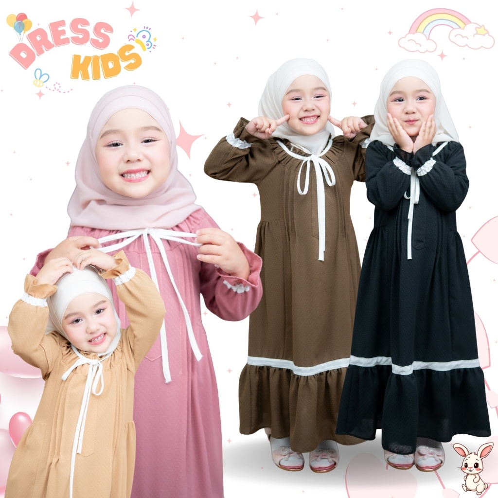 ชุดเดรสเด็กผู้หญิง ดีเทลน่ารักมากๆ สวมใส่ออกงานหรือวันรายอก็ดูดี GC43วาริสมุสลิม