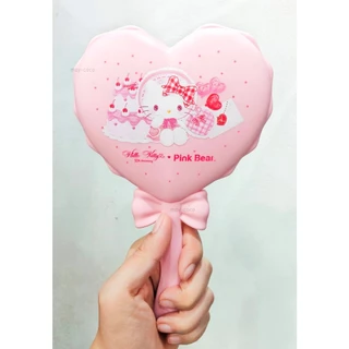 Free Gift กระจก Kitty Pink Bear กระจกส่องหน้า กระจกพกพา ลายKitty กระจกหัวใจ สีชมพู น่ารัก