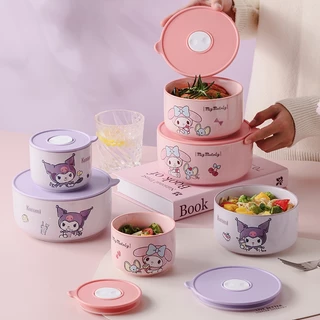【ของแท้】Sanrio ซานริโอ ชามเก็บความสด 4,5,6 นิ้ว เซต 3 ใบ พร้อมฝาปิด ลายน่ารัก เซ็ตของขวัญ มีกล่องแพคเกจสวยงาม ส่งฟรี