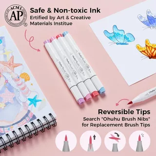 FOLIO ART : Ohuhu Marker เซต Illustrations 60 สี(Honolulu S - Brush&soft Chisel) รหัส 90581