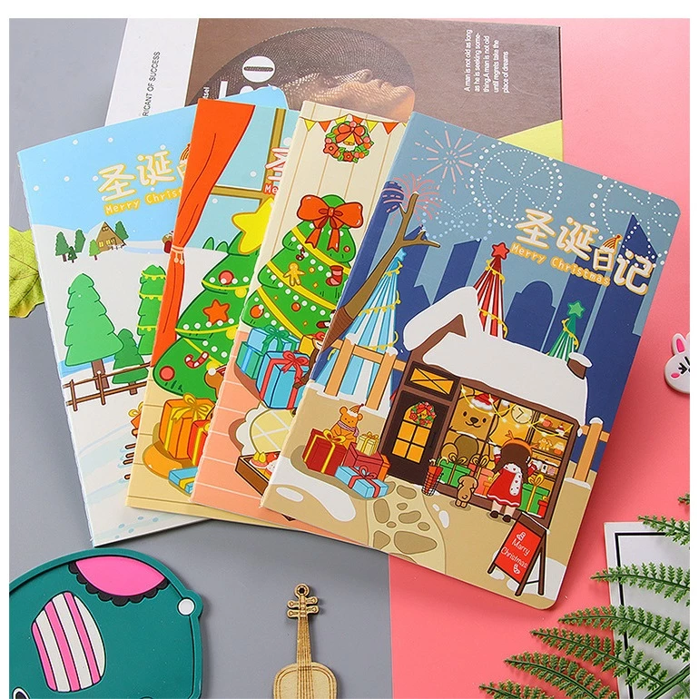 สมุดโน๊ต1เล่ม ส่มลาย สมุดโน๊ตจดบันทึก ลายน่ารัก สมุดA5 อุปกรณ์สำนักงานและโรงเรียน มีลายChristmas