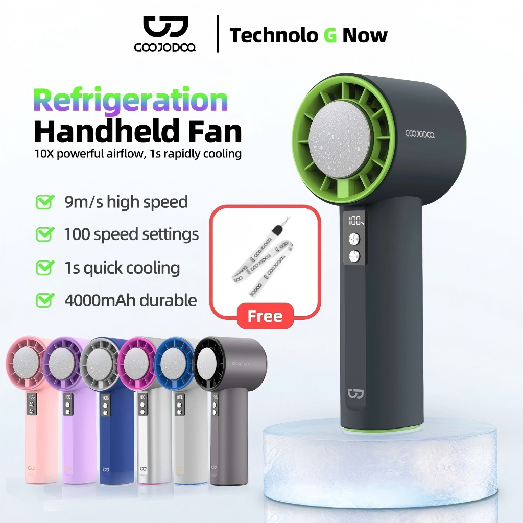 GOOJODOQ Gfs006 พัดลมพกพา 4000mah พัดลม Type C หมอกเย็น พัดลมไอเย็น 100 ระดับ พัดลมมือถือ