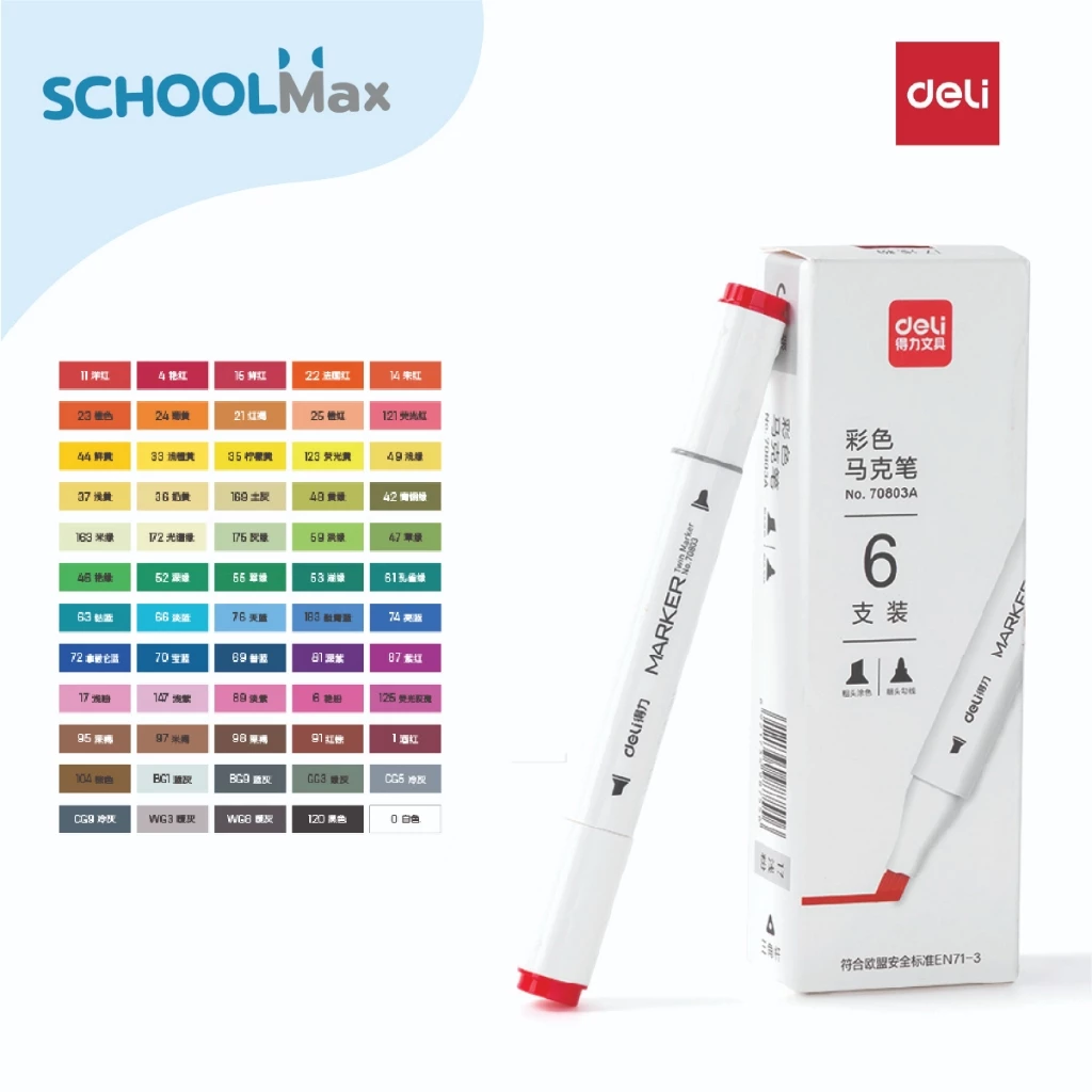 Deli ปากกามาร์คเกอร์ 2หัว ทรงสามเหลี่ยม No.70803A / ด้าม