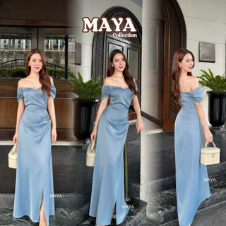s m l xl 2xl 3xl ชุดไปงานแต่ง สีชาเขียวมาใหม่ G139 ชุดออกงาน ราตรีเพื่อนเจ้าสาว เสริมฟองน้ำ