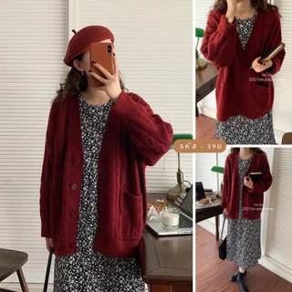 Zenmoya(แขนยาว390)เสื้อคลุมไหมพรม Oversize คาร์ดิแกน แขนยาว เสื้อคลุม กันหนาว สาวอวบ คนอ้วนใส่ได้