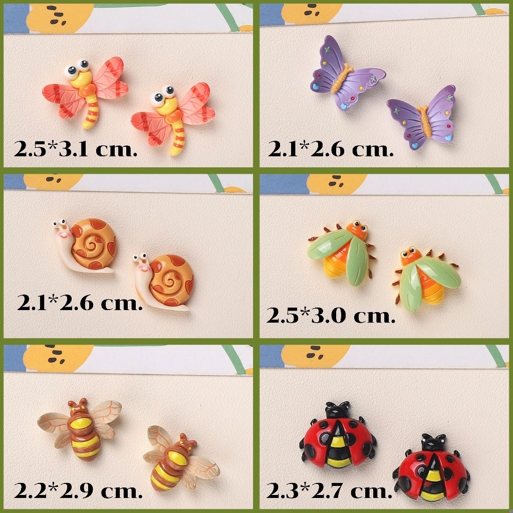 10 ชิ้น น่ารักฝุดๆเรซิ่นผีเสื้อและผองเพื่อนจำลอง รูปที่ 2