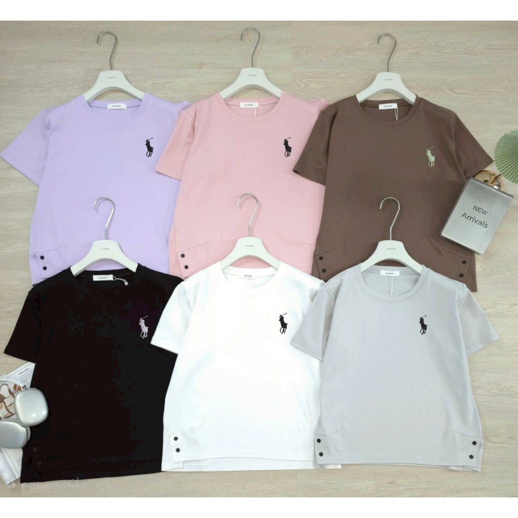 ป้าย au.studio เสื้อผ้าคอตตอนยืดปักม้า อก 42 นิ้ว ยาว 24 นิ้ว