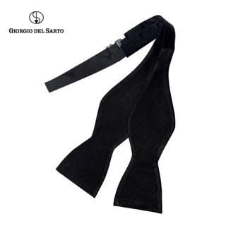 GIORGIO DEL SARTO SELF-TIE SILK 100% BLACK BOW TIE  โบว์ไทหู…