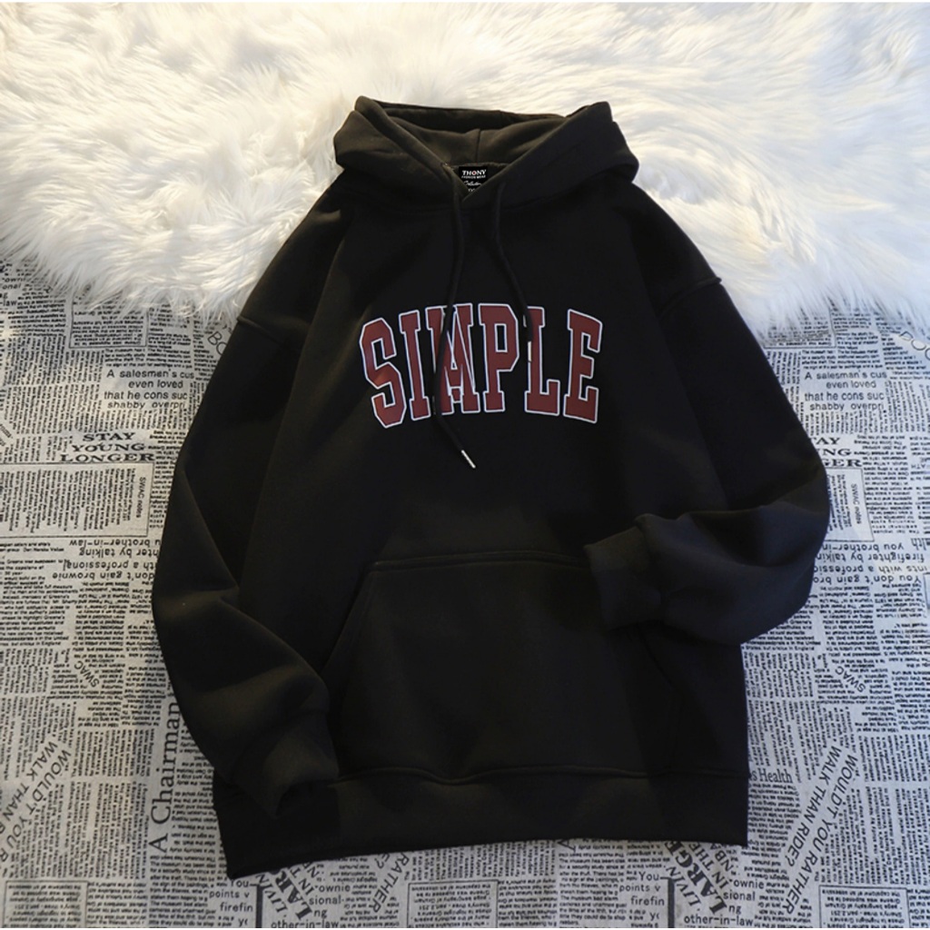 เสื้อฮู้ดกันหนาว ผ้าสำลีอย่างดี นิ่มสบายผิว เสื้อฮู้ดแขนยาว ลาย SIMPLE ใส่ได้ทั้งผู้ชายและผู้หญิง UNISEX รุ่นคู่รัก - รูปที่ 6