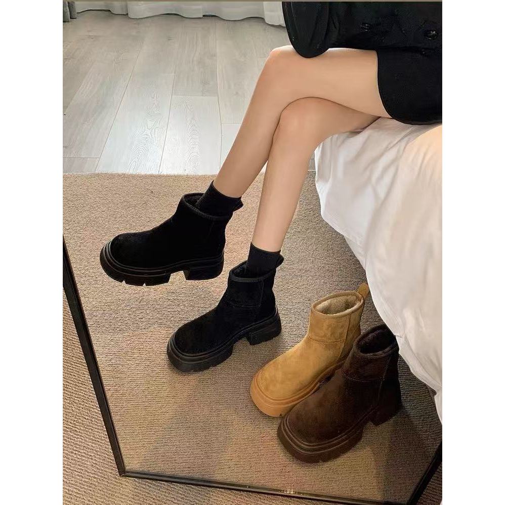 TX747 รองเท้าบูทกันหนาว  พื้นหนา6cm ซับในผ้าฟลีซอบอุ่นและหนา  รองบูทสั้น กันลื่น รองเท้าบูทมาร์ติน - รูปที่ 7