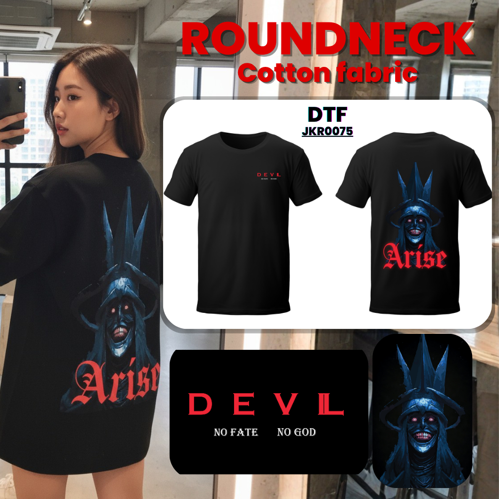 JK SPORTS - JKR0075 เสื้อยืดคอตตอนคุณภาพดี ลายพิมพ์ DTF ดีไซน์เท่ ใส่สบาย ไม่ร้อน เหมาะทุกไลฟ์สไตล์