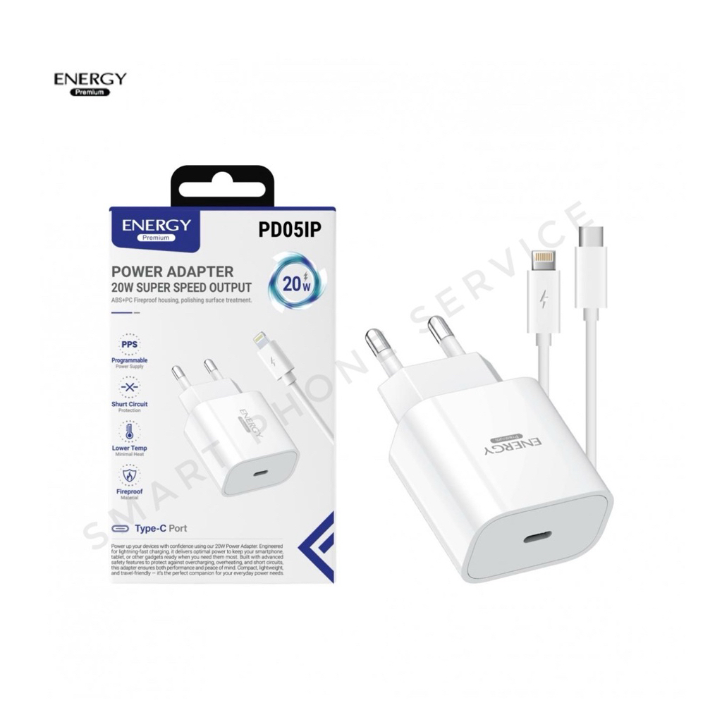 อแดปเตอร์+สายชาร์จ ENERGY 20W. ชาร์จเร็ว สำหรับ C to C / C to L