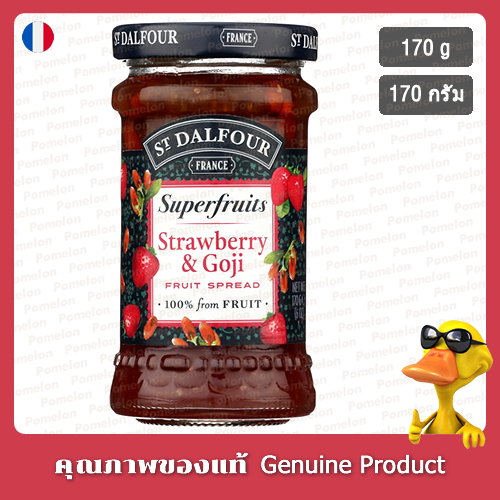 เซนต์ดาลฟูร์ซุปเปอร์ฟรุ๊ตส์สตรอเบอร์รี่ผสมโกจิเบอร์รี่ 170กรัม - St. Dalfour Super Fruits Strawberry & Goji Fruit Spread
