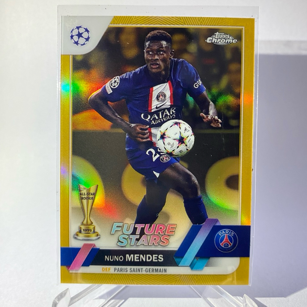 การ์ดนักฟุตบอล NUNO MENDES, (การ์ด Run 32/50),  PARIS SAINT-GERMAIN, FUTURE STARS, TOPPS CHROME 2023
