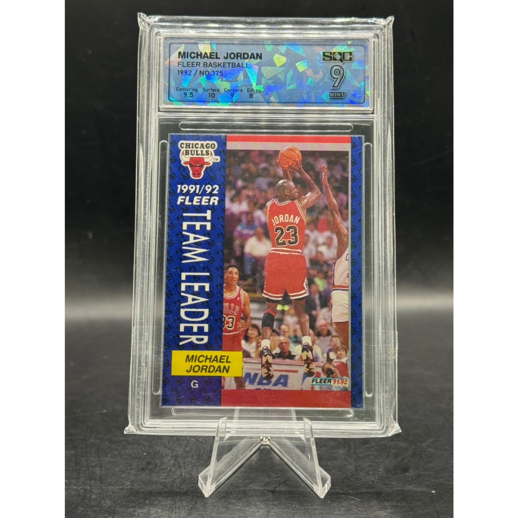**👑 SQC 9 MINT Michael Jordan 1991-92 Fleer #375 "Team Leader" HOF Basketball Card**