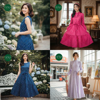 ผ้าครัชลาย จุด Polka Dots ผ้าเมตร/หลา เปลือกไม้ พิมพ์ลาย ตัดยาวต่อเนื่อง ราคาต่อหลา