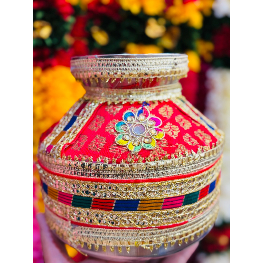 หม้อกลัส โถเงินถวายพระแม่ได้ทุกพระองค์ โถรองเงินพระแม่ลักษมีงานประดับตกแต่งสวยงามพร้อมบูชาภาชนะใส่นมใส่ดอกไม้