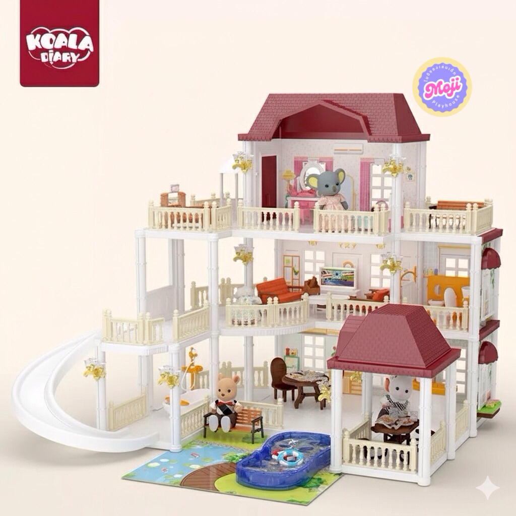 Doll.house บ้านตุ๊กตาหลังใหญ่วิลล่าสุดหรู3 ชั้นฟังก์ชั่นครบ  พร้อมสระว่ายน้ำส่วนตัว สไลด์เดอร์ เฟอร์นิเจอร์ครบชุด ราคา ถูกที่สุด ดีลบีเคเค แกลเลอรีภาพที่ 5