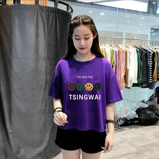 เสื้อครอปสาวอวบน่ารักๆ oversize เสื้อผ้าไซส์ใหญ่ ไตล์เกาหลีแฟชั่น เสื้อยืดลายการ์ตูนสวยผู้หญิงแบบหลวมกําลังฮิตใหม่ล่าสุด
